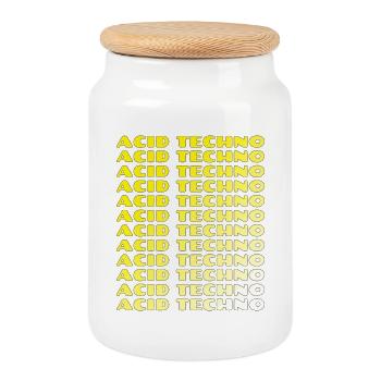 Acid Techno Repeat Neon - Keksdose mit Holzdeckel - Weiß - Vorne