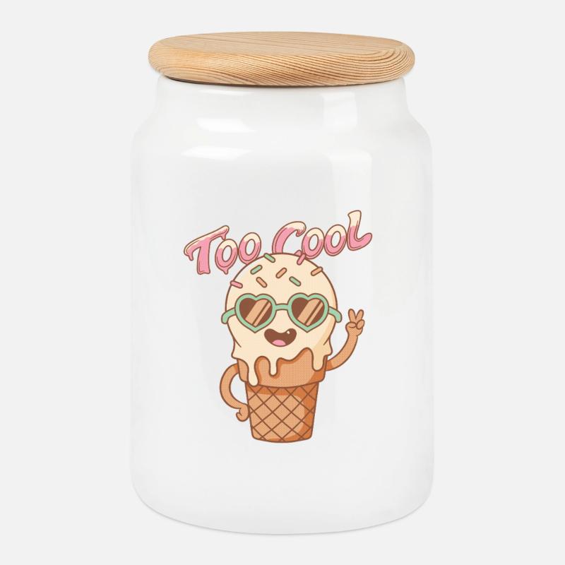 Super Eis - Cookie Jar with Wooden Lid - white