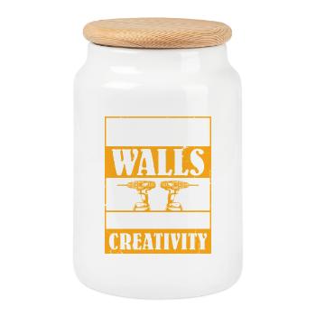 Drywall Drywall Builder Drywall Fitter - Cookie Jar with Wooden Lid - white - Front