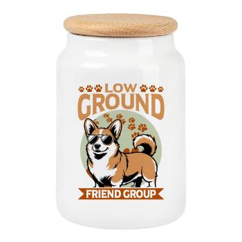 Corgi de race de chien drôle - Boîte à biscuits avec couvercle en bois - blanc - Devant