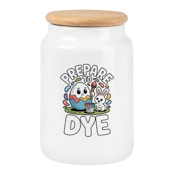 Prepare To Dye Funny Easter Saying - Cookie Jar with Wooden Lid - white - Front