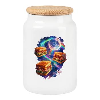 Galaktische Sandwich-Sterne - Keksdose mit Holzdeckel - Weiß - Vorne