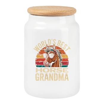 Meilleure Cheval du Monde Grand-mère Chevaux Drôles Grand-mère - Boîte à biscuits avec couvercle en bois - blanc - Devant