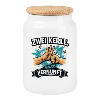 Zwei Kerle null Vernunft Vater Sohn Humor - Keksdose mit Holzdeckel - Weiß - Vorne