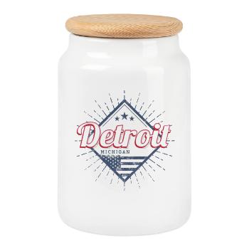 Detroit City aux États-Unis Vintage USA - Boîte à biscuits avec couvercle en bois - blanc - Devant