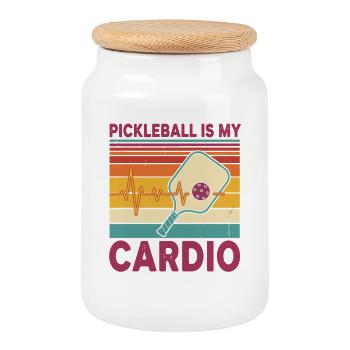 Pickleball Is My Cardio Funny Pickleball Player - Cookie Jar with Wooden Lid - white - Front
