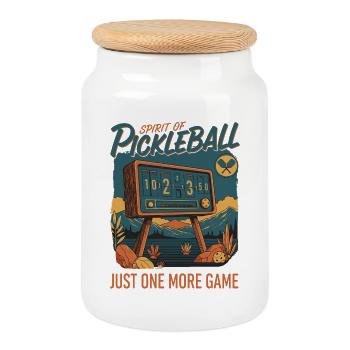 Pickleball Spirit Of Pickleball One More Game - Cookie Jar with Wooden Lid - white - Front