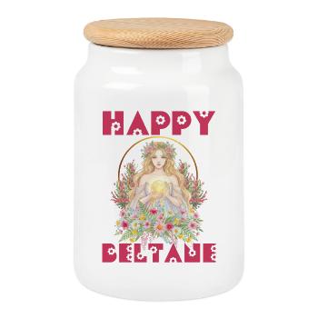 Joyeuses bénédictions de Beltane Festival de la fête du 1er mai Pagan - Boîte à biscuits avec couvercle en bois - blanc - Devant