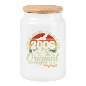 Original 2006 Jahrgang Vintage Geburtstag Geschenk - Keksdose mit Holzdeckel - Weiß - Vorne