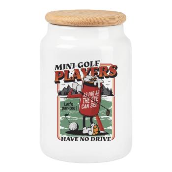 Lustiges Golfer Design für Golf Spieler - Keksdose mit Holzdeckel - Weiß - Vorne