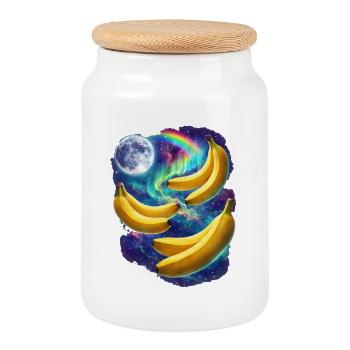 Paysage bananier cosmique - Boîte à biscuits avec couvercle en bois - blanc - Devant