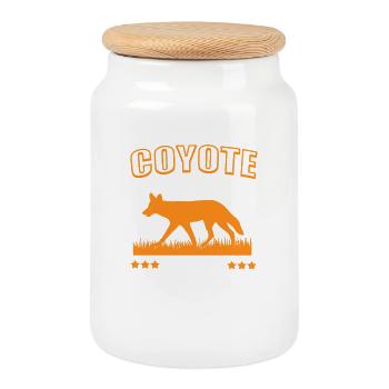 Hunting Hunter Coyote - Cookie Jar with Wooden Lid - white - Front