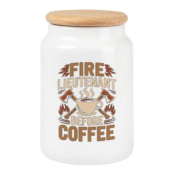 Lieutenant de pompiers avant l’équipe de secours Amateur de café - Boîte à biscuits avec couvercle en bois - blanc - Devant