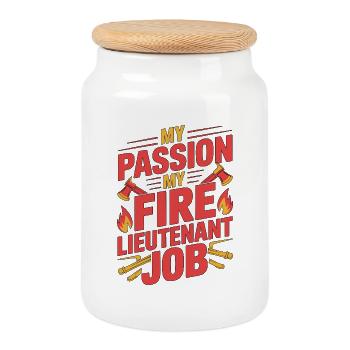 Lieutenant de pompier, ma passion, mon officier de secours incendie. - Boîte à biscuits avec couvercle en bois - blanc - Devant