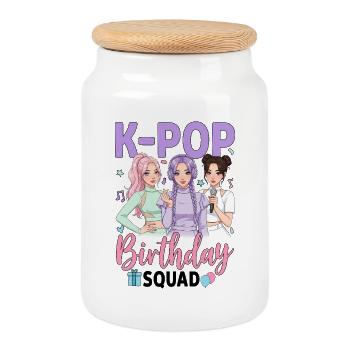 K-Pop Birthday Squad - Keksdose mit Holzdeckel - Weiß - Vorne