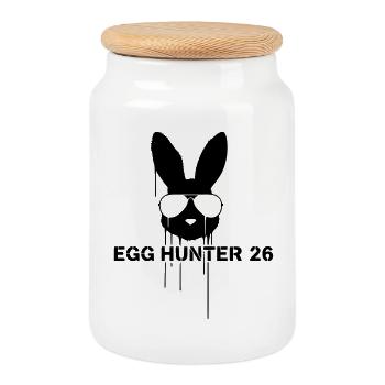 Cooler Egg Hunter 2026 Hase Ostern - Keksdose mit Holzdeckel - Weiß - Vorne