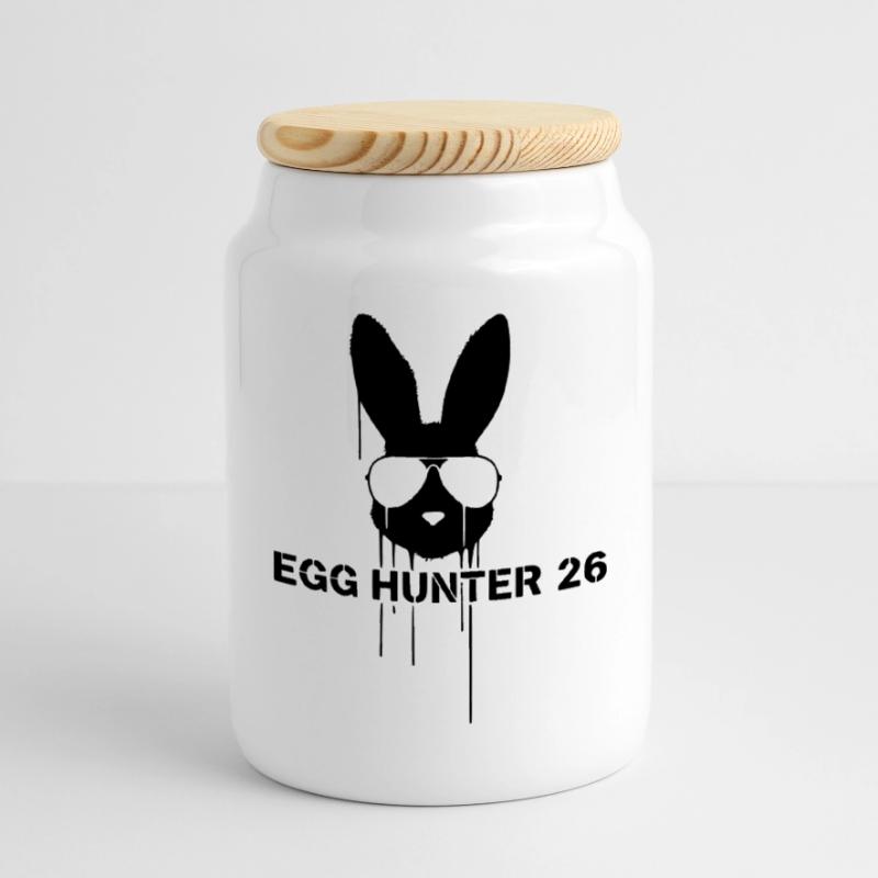 Cooler Egg Hunter 2026 Bunny Easter Cookie Jar with Wooden Lid