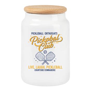 Pickleball player pickle ball love pickleball live - Cookie Jar with Wooden Lid - white - Front