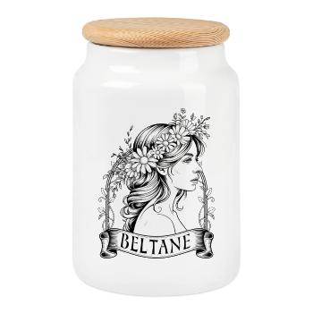 Célébrations païennes de Beltane May Day - Boîte à biscuits avec couvercle en bois - blanc - Devant