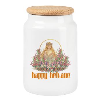 Joyeuses bénédictions de Beltane Célébrations du 1er mai Pagans - Boîte à biscuits avec couvercle en bois - blanc - Devant