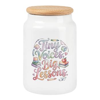 Enseignante d’école primaire, Tiny Voices, grande carrière d’enseignant - Boîte à biscuits avec couvercle en bois - blanc - Devant
