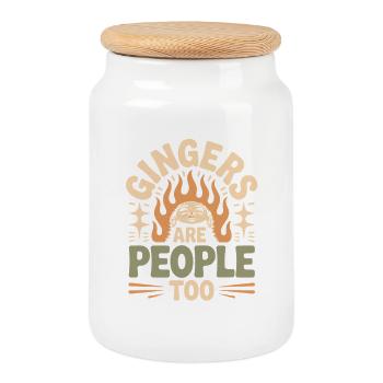 Gingers Are People Too - Cookie Jar with Wooden Lid - white - Front