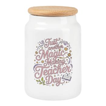 Elementary Teacher Just Another Magic Educator - Cookie Jar with Wooden Lid - white - Front