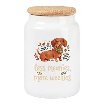 Moins méchant, plus d’amour de weenie. - Boîte à biscuits avec couvercle en bois - blanc - Devant