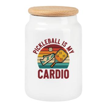 Pickleball Is My Cardio Funny Pickleball Player - Cookie Jar with Wooden Lid - white - Front