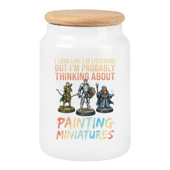 Penseurs peignant des miniatures - Boîte à biscuits avec couvercle en bois - blanc - Devant