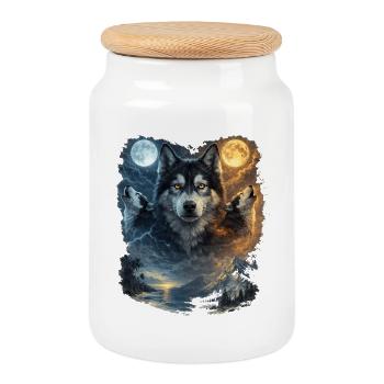 Zwei Monde Siberian Husky - Keksdose mit Holzdeckel - Weiß - Vorne