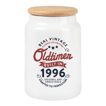 30e anniversaire de voiture classique vintage 1996 - Boîte à biscuits avec couvercle en bois - blanc - Devant