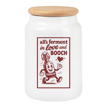 Tout fermentait dans l’amour | Humour de kombucha - Boîte à biscuits avec couvercle en bois - blanc - Devant