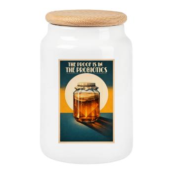 Proof of probiotics | Kombucha Humor - Cookie Jar with Wooden Lid - white - Front