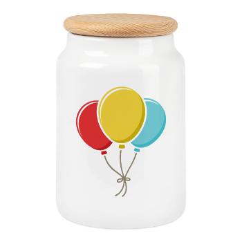 Luftballons - Keksdose mit Holzdeckel - Weiß - Vorne