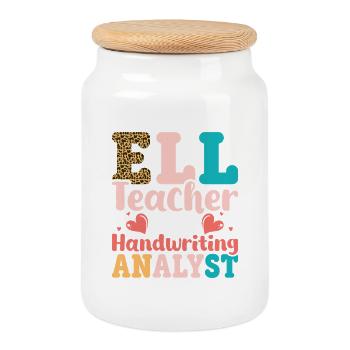 ELL Teacher English Language - Cookie Jar with Wooden Lid - white - Front