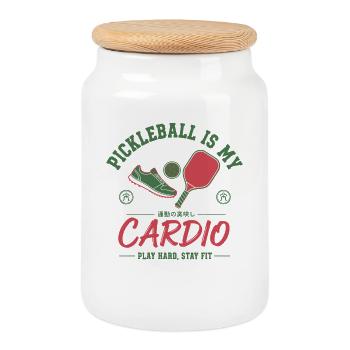 Pickleball Is My Cardio Funny Player Pickle Ball - Cookie Jar with Wooden Lid - white - Front