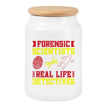 Détectives de la vie réelle en sciences médico-légales - Boîte à biscuits avec couvercle en bois - blanc - Devant