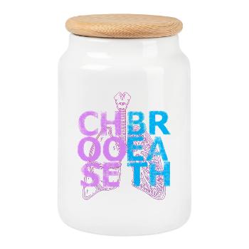 Non-Smoking Ex Smoker Choose Breath - Cookie Jar with Wooden Lid - white - Front