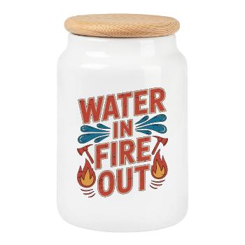 Fire Engineer Water In Fire Out Pump Operator - Cookie Jar with Wooden Lid - white - Front