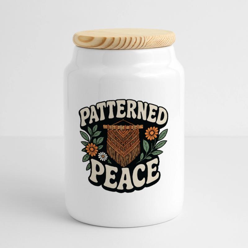 Patterned Calm | Macrame Boho Cookie Jar with Wooden Lid
