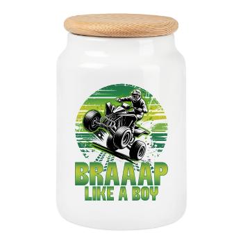 Quad ATV Garçons Hommes Quad Wheeler - Boîte à biscuits avec couvercle en bois - blanc - Devant