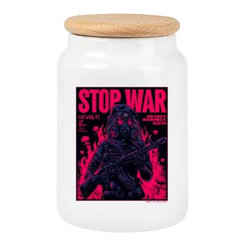 Protestation contre la guerre au néon - Boîte à biscuits avec couvercle en bois - blanc - Devant