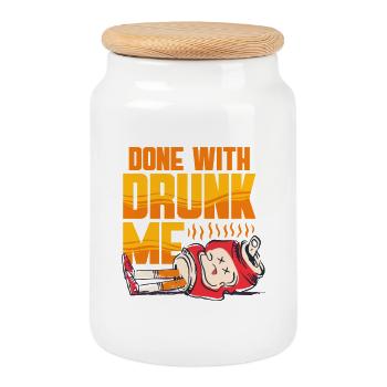 Abstinence antialcoolique terminée avec moi ivre - Boîte à biscuits avec couvercle en bois - blanc - Devant