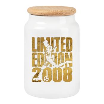 Football 2008 Birthday Limited Edition - Cookie Jar with Wooden Lid - white - Front