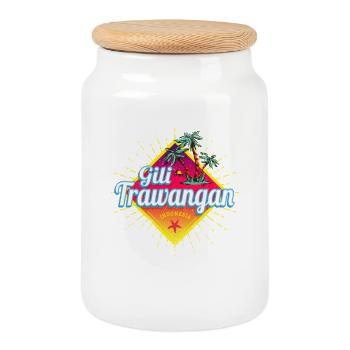 Gili Trawangan Retro Island Indonesia Souvenir - Cookie Jar with Wooden Lid - white - Front