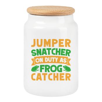 Frog Catcher Jumper Snatcher Frog - Keksdose mit Holzdeckel - Weiß - Vorne
