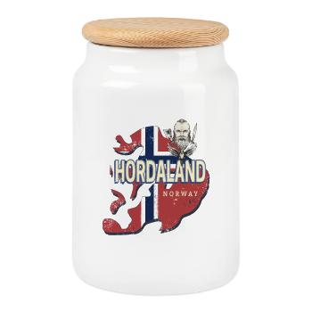 Carte souvenir de la province de Hordaland Norvège - Boîte à biscuits avec couvercle en bois - blanc - Devant