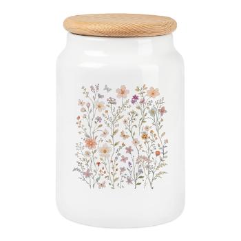 Fleurs sauvages Fleurs Fleurs Jardin botanique naturel - Boîte à biscuits avec couvercle en bois - blanc - Devant