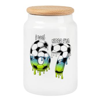 7th Birthday Soccer Shirt I was 6 Now Im 7 years - Boîte à biscuits avec couvercle en bois - blanc - Devant